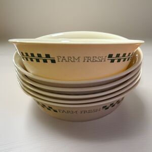 Corelle FARM FRESH Soup Cereal Bowl Green Check Set of 6 Corning 6 1/4”